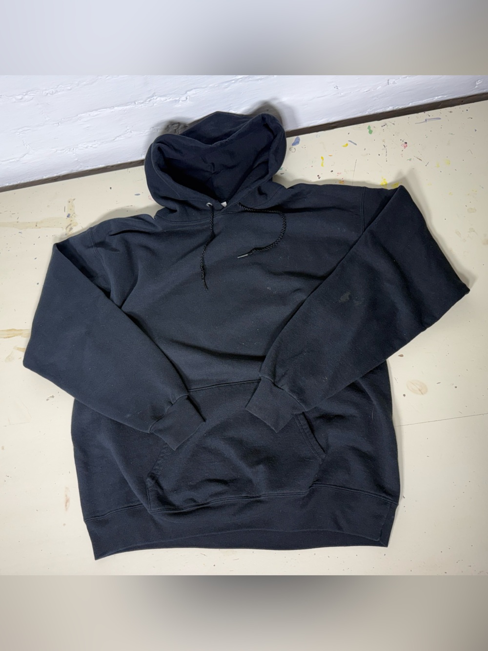 Men's Black Pullover Hoodie - Classic Casual Hooded Sweatshirt - Hanes